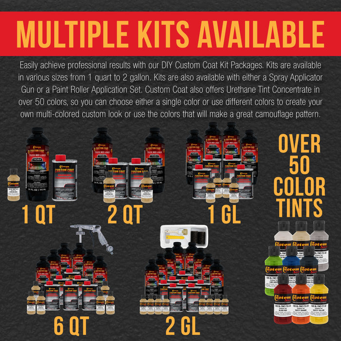 Shoreline Beige 1.5 Gallon (6 Quart) Urethane Spray-On Truck Bed Liner Kit, Spray Gun & Regulator - Mix, Shake & Shoot - Textured Protective Coating