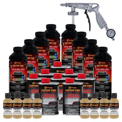 Shoreline Beige 2 Gallon Urethane Spray-On Truck Bed Liner Kit with Spray Gun and Regulator - Easy Mixing, Shake, Shoot - Textured Protective Coating