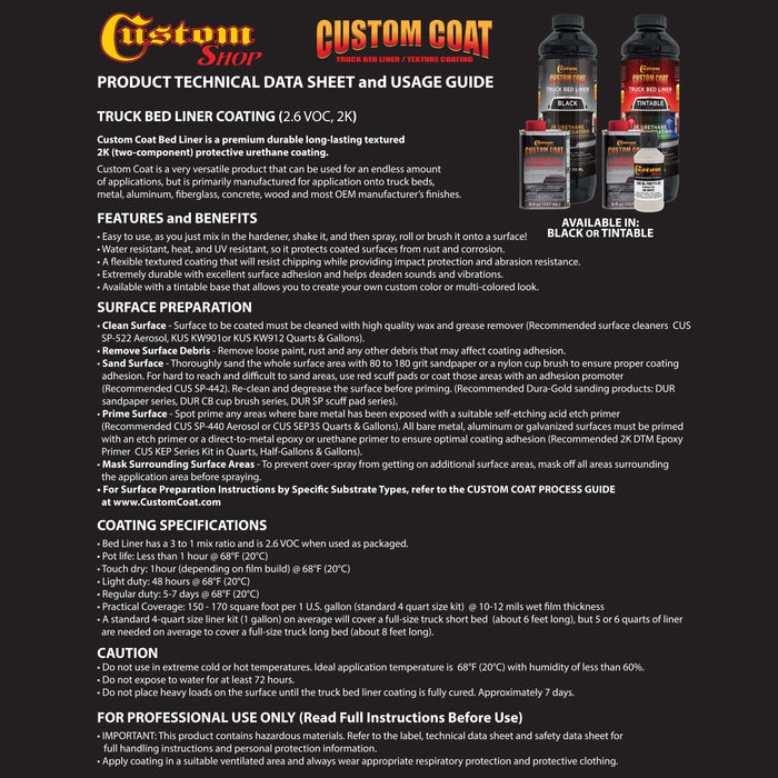 Dakota Brown 1.5 Gallon (6 Quart) Urethane Spray-On Truck Bed Liner Kit with Spray Gun & Regulator - Mix, Shake & Shoot - Textured Protective Coating