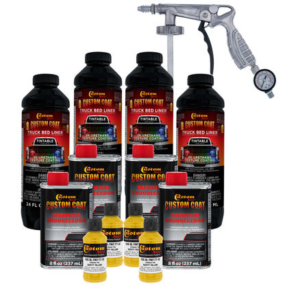 Safety Yellow 1 Gallon Urethane Spray-On Truck Bed Liner Kit with Spray Gun and Regulator - Mix, Shake & Shoot - Durable Textured Protective Coating