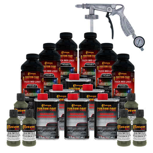 Federal Standard Color #34094 Olive Drab T70 Urethane Spray-On Truck Bed Liner, 1.5 Gallon Kit, Spray Gun & Regulator - Textured Protective Coating