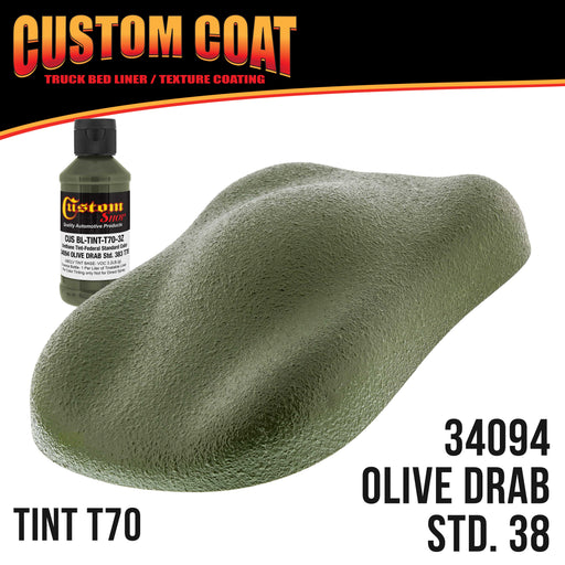 Federal Standard Color #34094 Olive Drab T70 Urethane Roll-On, Brush-On or Spray-On Truck Bed Liner, 2 Gallon Kit with Roller Applicator Kit