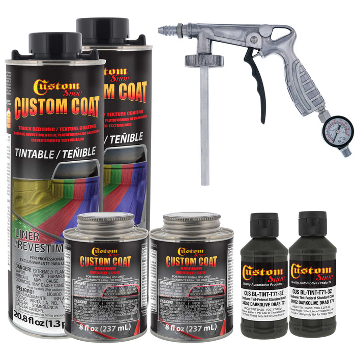 Federal Standard Color #34052 USMC Dark Olive Drab T71 Urethane Spray-On Truck Bed Liner, 2 Quart Kit with Spray Gun and Regulator - Textured Coating