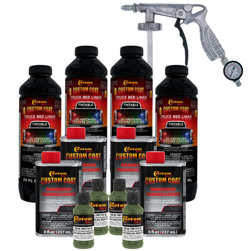 Federal Standard Color #34128 Woodland Green T72 Urethane Spray-On Truck Bed Liner, 1 Gallon Kit, Spray Gun & Regulator - Textured Protective Coating