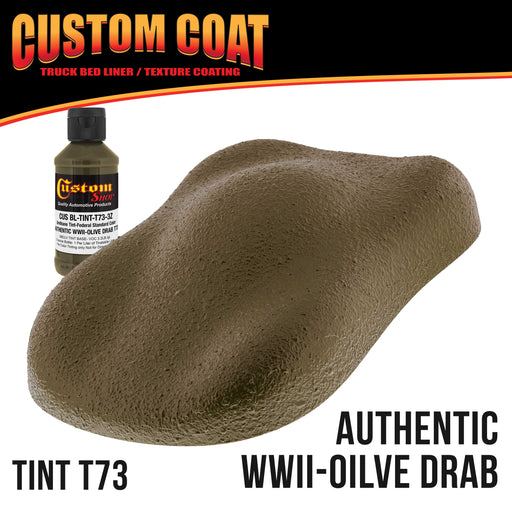 Federal Standard Color # Authentic WWII Olive Drab T73 Urethane Roll-On, Brush-On or Spray-On Truck Bed Liner, 1 Quart Kit with Roller Applicator Kit