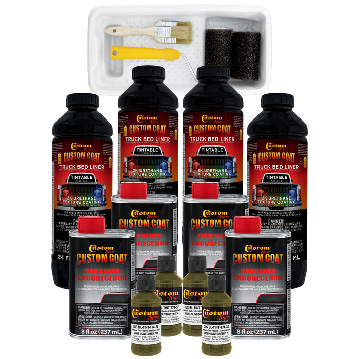 Federal Standard Color #34089 Olive Green T74 Urethane Roll-On, Brush-On or Spray-On Truck Bed Liner, 1 Gallon Kit with Roller Applicator Kit