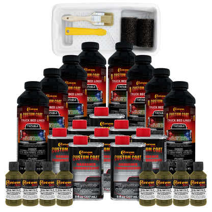 Federal Standard Color #34089 Olive Green T74 Urethane Roll-On, Brush-On or Spray-On Truck Bed Liner, 2 Gallon Kit with Roller Applicator Kit