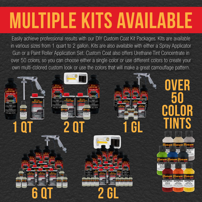 Federal Standard Color #34432 Gray Green T75 Urethane Roll-On, Brush-On or Spray-On Truck Bed Liner, 1 Quart Kit with Roller Applicator Kit