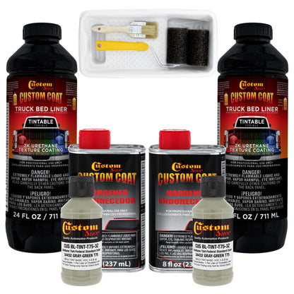 Federal Standard Color #34432 Gray Green T75 Urethane Roll-On, Brush-On or Spray-On Truck Bed Liner, 2 Quart Kit with Roller Applicator Kit