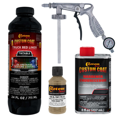 Federal Standard Color #33303 Khaki T76 Urethane Spray-On Truck Bed Liner, 1 Quart Kit with Spray Gun & Regulator, Durable Textured Protective Coating
