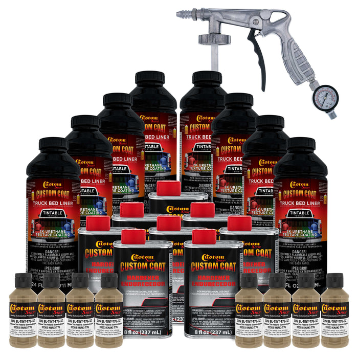 Federal Standard Color #33303 Khaki T76 Urethane Spray-On Truck Bed Liner, 2 Gallon Kit with Spray Gun & Regulator, Durable Textured Protective Coating