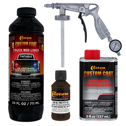 Federal Standard Color #30051 Camo Brown T77 Urethane Spray-On Truck Bed Liner, 1 Quart Kit with Spray Gun and Regulator - Textured Protective Coating