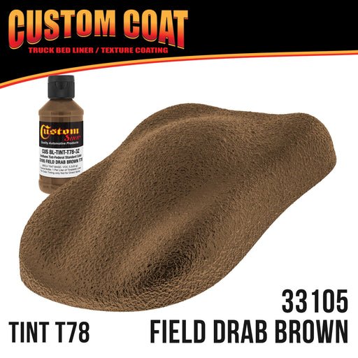 Federal Standard Color #33105 Field Drab Brown T78 Urethane Roll-On, Brush-On or Spray-On Truck Bed Liner, 2 Quart Kit with Roller Applicator Kit