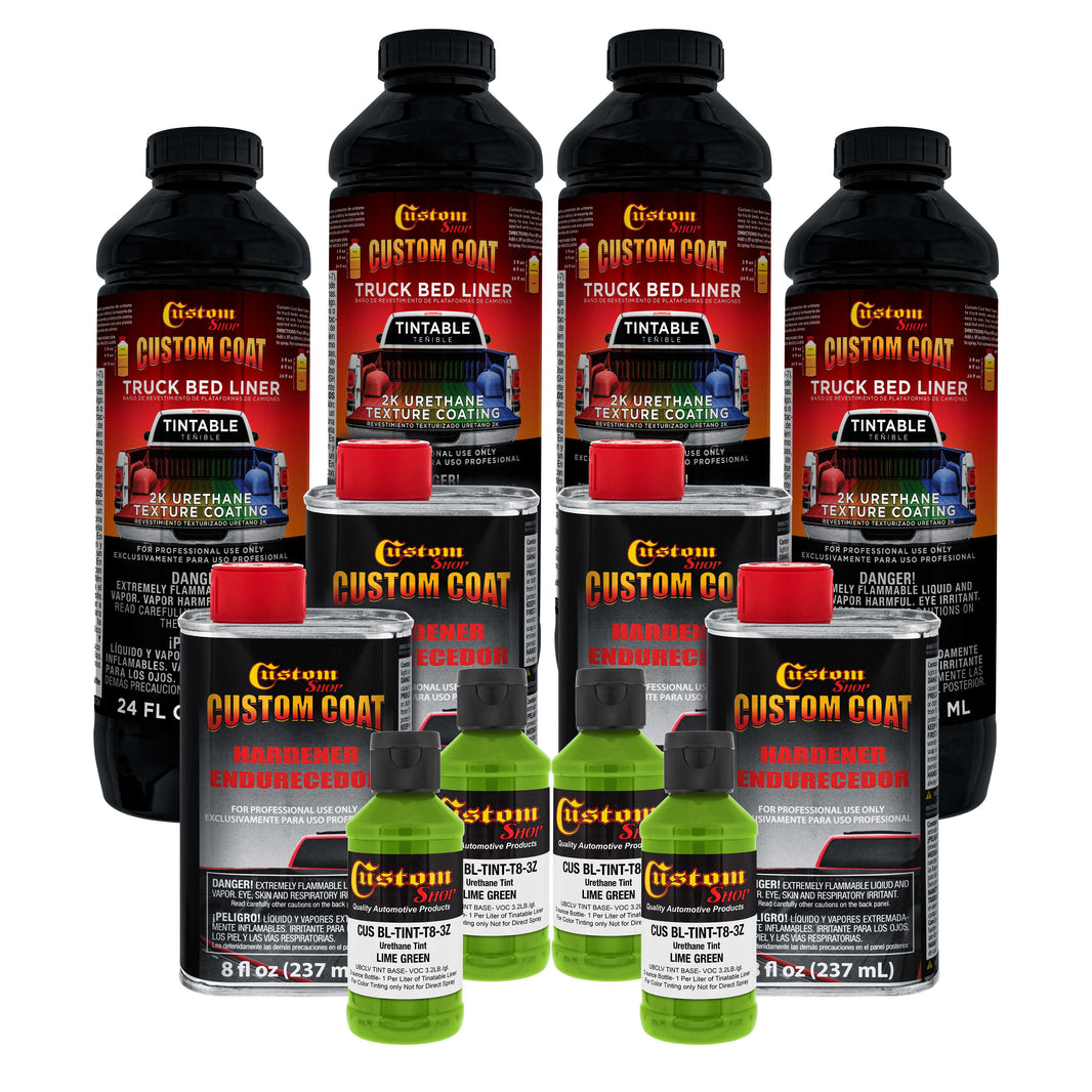 Lime Green 1 Gallon Urethane Spray-On Truck Bed Liner Kit -Easy Mixing, Just Shake, Shoot - Professional Durable Textured Protective Coating