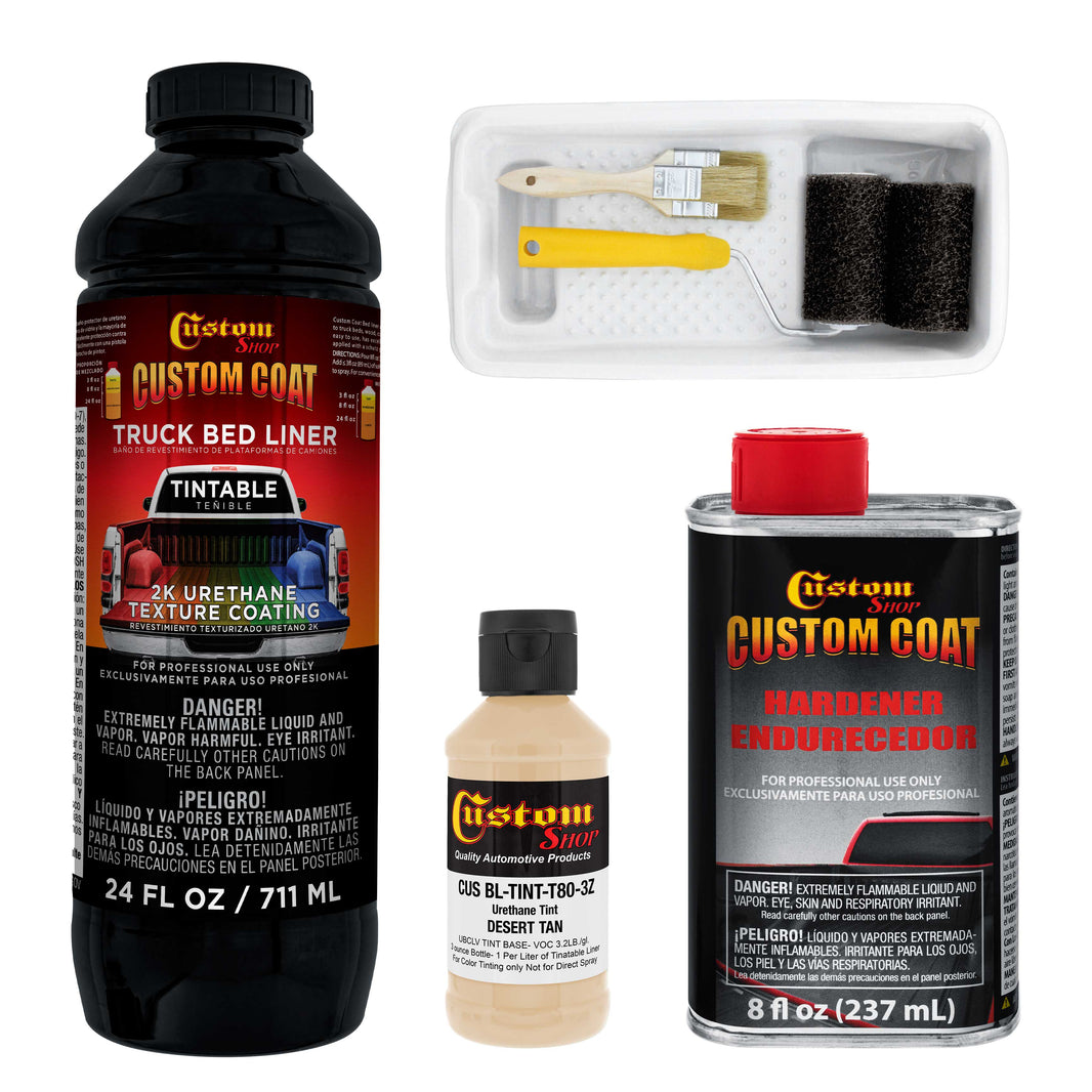 Federal Standard Color #33446 Desert Tan T80 Urethane Roll-On, Brush-On or Spray-On Truck Bed Liner, 1 Quart Kit with Roller Applicator Kit