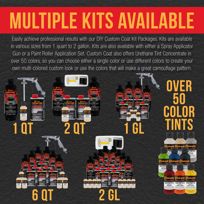 Federal Standard Color #33446 Desert Tan T80 Urethane Roll-On, Brush-On or Spray-On Truck Bed Liner, 2 Quart Kit with Roller Applicator Kit