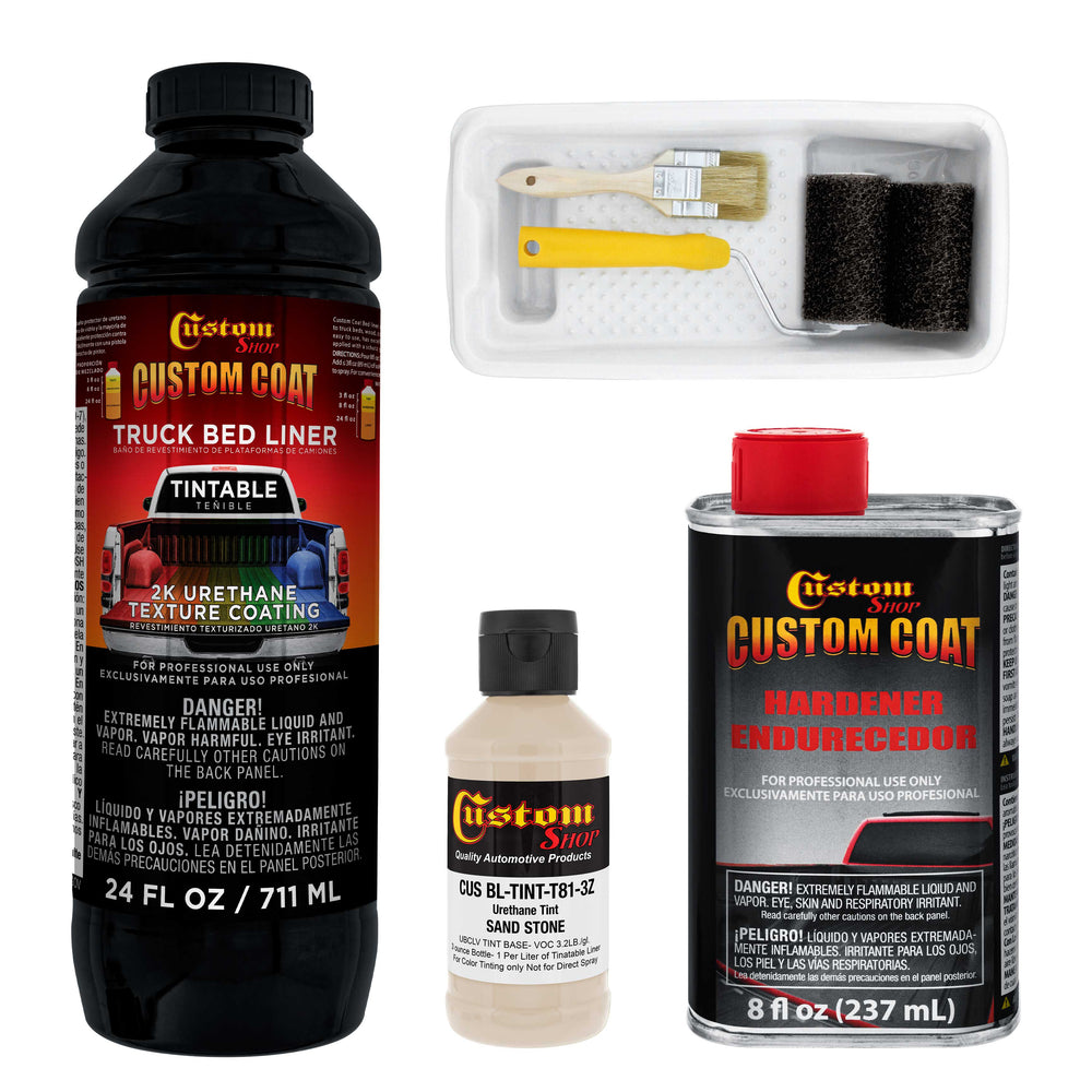 Federal Standard Color #33510 Sandstone T81 Urethane Roll-On, Brush-On or Spray-On Truck Bed Liner, 1 Quart Kit with Roller Applicator Kit