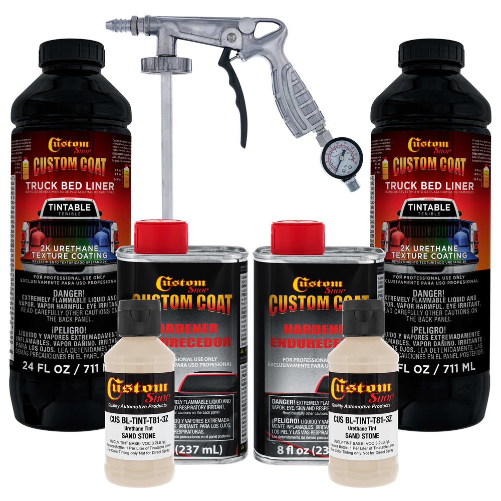 Federal Standard Color #33510 Sandstone T81 Urethane Spray-On Truck Bed Liner, 2 Quart Kit with Spray Gun and Regulator - Textured Protective Coating