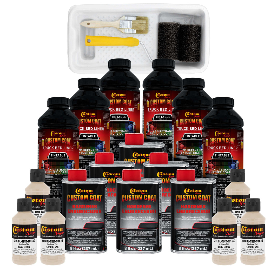 Federal Standard Color #33510 Sandstone T81 Urethane Roll-On, Brush-On or Spray-On Truck Bed Liner, 1.5 Gallon Kit with Roller Applicator Kit