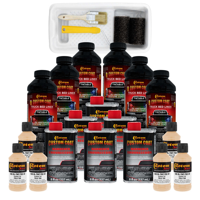 Federal Standard Color #30480 Field Tan T82 Urethane Roll-On, Brush-On or Spray-On Truck Bed Liner, 1.5 Gallon Kit with Roller Applicator Kit