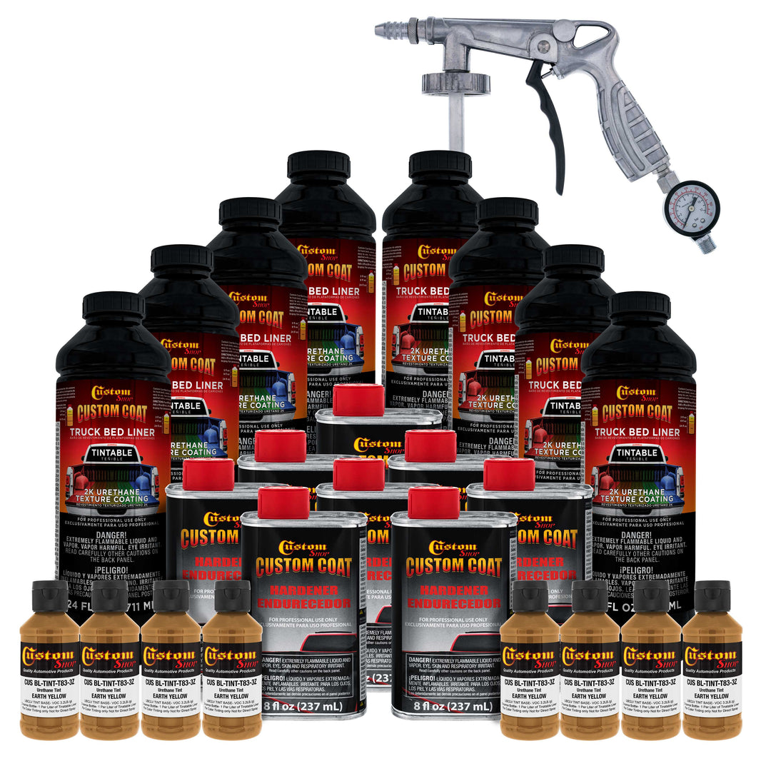 Federal Standard Color #30257 Earth Yellow T83 Urethane Spray-On Truck Bed Liner, 2 Gallon Kit with Spray Gun & Regulator