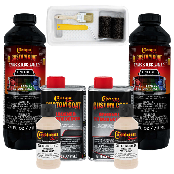 Federal Standard Color #36521 Frost Beige T84 Urethane Roll-On, Brush-On or Spray-On Truck Bed Liner, 2 Quart Kit with Roller Applicator Kit