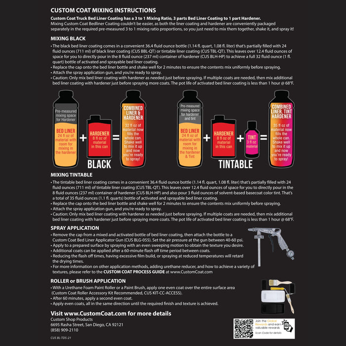 Federal Standard Color #35056 Ultramarine Blue T86 Urethane Spray-On Truck Bed Liner, 1 Quart Kit, Spray Gun & Regulator - Textured Protective Coating