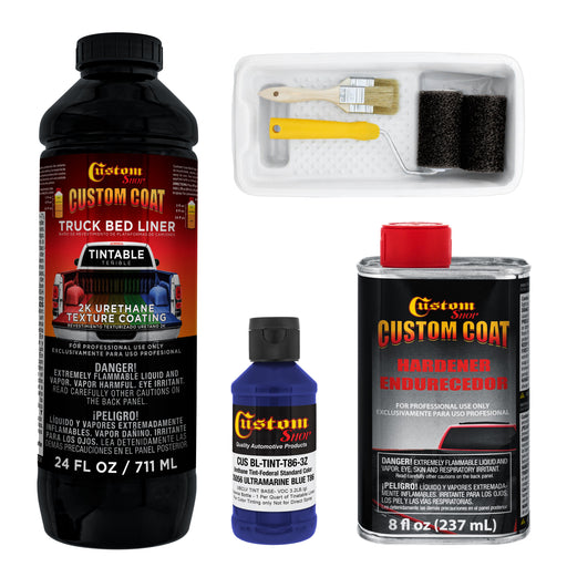 Federal Standard Color #35056 Ultramarine Blue T86 Urethane Roll-On, Brush-On or Spray-On Truck Bed Liner, 1 Quart Kit with Roller Applicator Kit