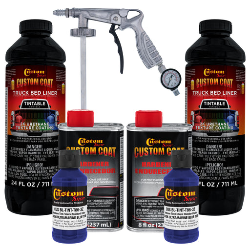 Federal Standard Color #35056 Ultramarine Blue T86 Urethane Spray-On Truck Bed Liner, 2 Quart Kit, Spray Gun & Regulator - Textured Protective Coating