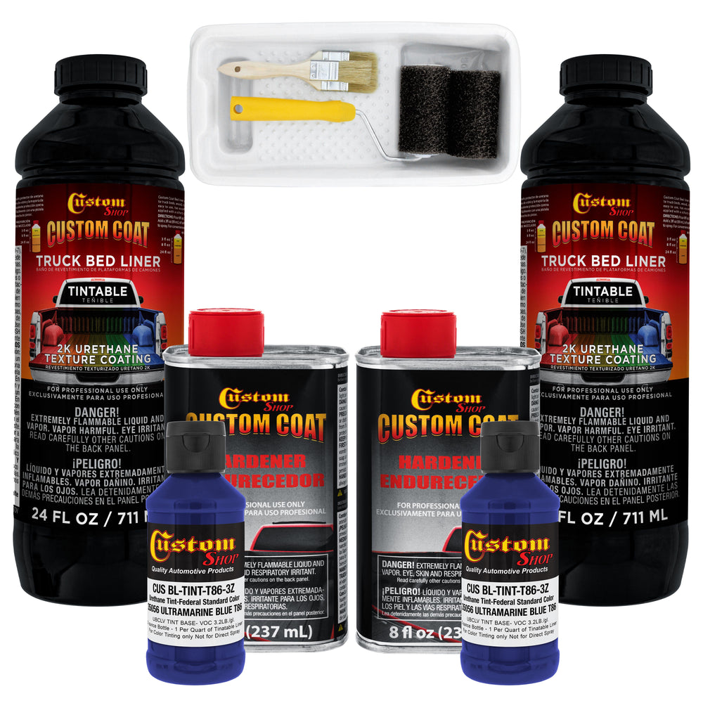 Federal Standard Color #35056 Ultramarine Blue T86 Urethane Roll-On, Brush-On or Spray-On Truck Bed Liner, 2 Quart Kit with Roller Applicator Kit