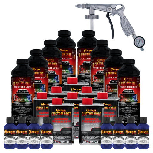 Federal Standard Color #35056 Ultramarine Blue T86 Urethane Spray-On Truck Bed Liner, 2 Gallon Kit, Spray Gun & Regulator - Textured Protective Coating