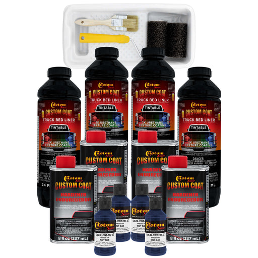 Federal Standard Color #35048 Navy Blue Urethane Roll-On, Brush-On or Spray-On Truck Bed Liner, 1 Gallon Kit with Roller Applicator Kit