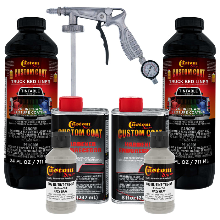 Federal Standard Color #36270 Haze Gray T88 Urethane Spray-On Truck Bed Liner, 2 Quart Kit with Spray Gun and Regulator - Textured Protective Coating