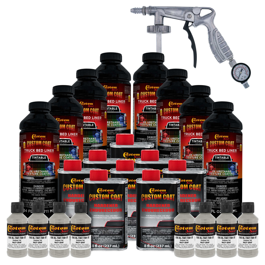 Federal Standard Color #36270 Haze Gray T88 Urethane Spray-On Truck Bed Liner, 2 Gallon Kit with Spray Gun and Regulator - Textured Protective Coating