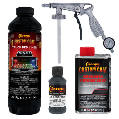 Federal Standard Color #36118 Battleship Dark Gray T89 Urethane Spray-On Truck Bed Liner, 1 Quart Kit with Spray Gun and Regulator - Textured Coating