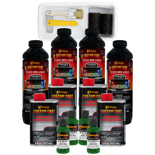Emerald Green 1 Gallon Urethane Roll-On, Brush-On or Spray-On Truck Bed Liner Kit with Roller and Brush Applicator Kit - Textured Protective Coating