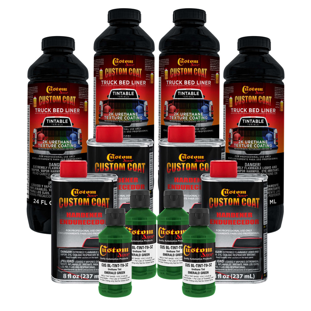 Emerald Green 1 Gallon Urethane Spray-On Truck Bed Liner Kit -Easy Mixing, Just Shake, Shoot - Professional Durable Textured Protective Coating