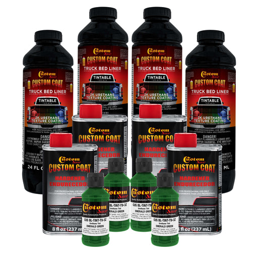 Emerald Green 1 Gallon Urethane Spray-On Truck Bed Liner Kit -Easy Mixing, Just Shake, Shoot - Professional Durable Textured Protective Coating