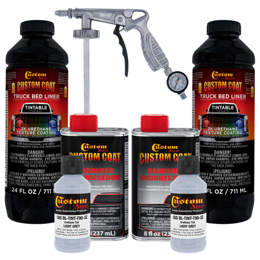 Federal Standard Color #36375 Light Gray T9 Urethane Spray-On Truck Bed Liner, 2 Quart Kit with Spray Gun and Regulator - Textured Protective Coating