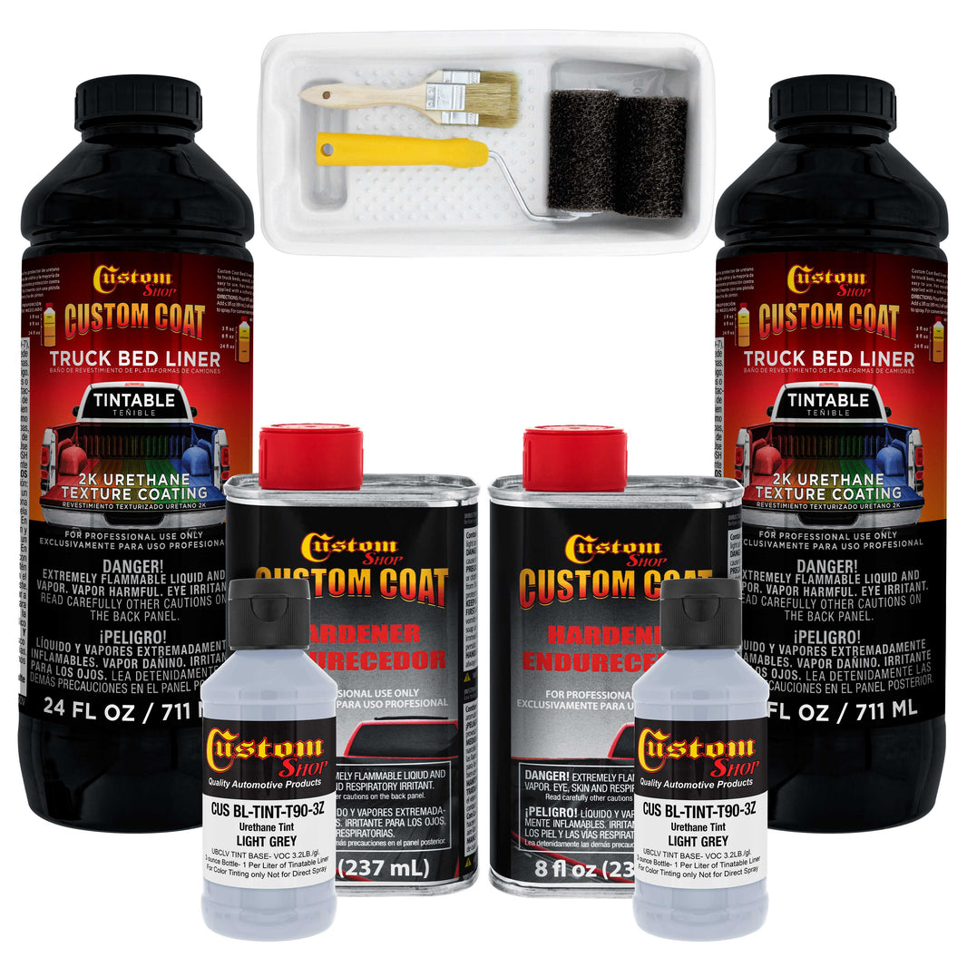 Federal Standard Color #36375 Light Gray T9 Urethane Roll-On, Brush-On or Spray-On Truck Bed Liner, 2 Quart Kit with Roller Applicator Kit