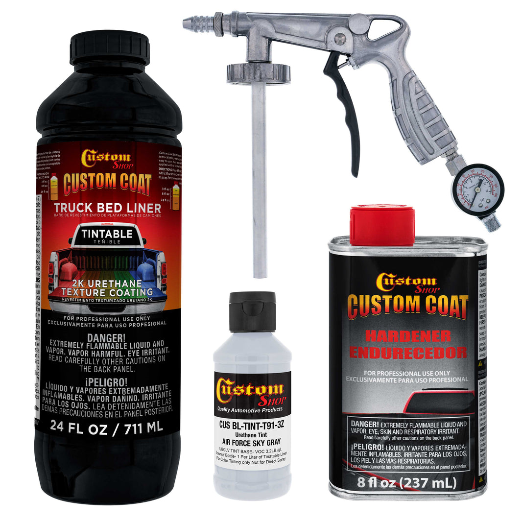 Federal Standard Color #36473 Air Force Gray T91 Urethane Spray-On Truck Bed Liner, 1 Quart Kit, Spray Gun & Regulator - Textured Protective Coating