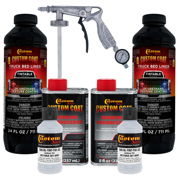 Federal Standard Color #36473 Air Force Gray T91 Urethane Spray-On Truck Bed Liner, 2 Quart Kit, Spray Gun & Regulator - Textured Protective Coating