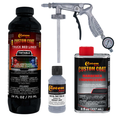 Federal Standard Color #36300 Aircraft Gray T92 Urethane Spray-On Truck Bed Liner, 1 Quart Kit, Spray Gun & Regulator - Textured Protective Coating