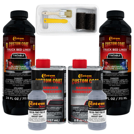 Federal Standard Color #36300 Aircraft Gray T92 Urethane Roll-On, Brush-On or Spray-On Truck Bed Liner, 2 Quart Kit with Roller Applicator Kit