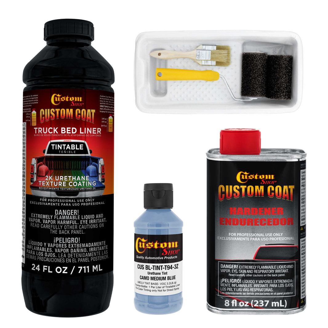 Federal Standard Color #35177 Camo Medium Blue T94 Urethane Roll-On, Brush-On or Spray-On Truck Bed Liner, 1 Quart Kit with Roller Applicator Kit