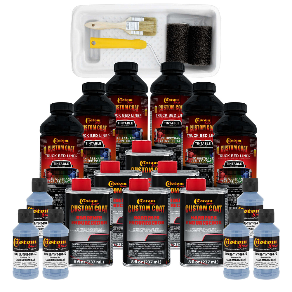 Federal Standard Color #35177 Camo Medium Blue T94 Urethane Roll-On, Brush-On or Spray-On Truck Bed Liner, 1.5 Gallon Kit with Roller Applicator Kit