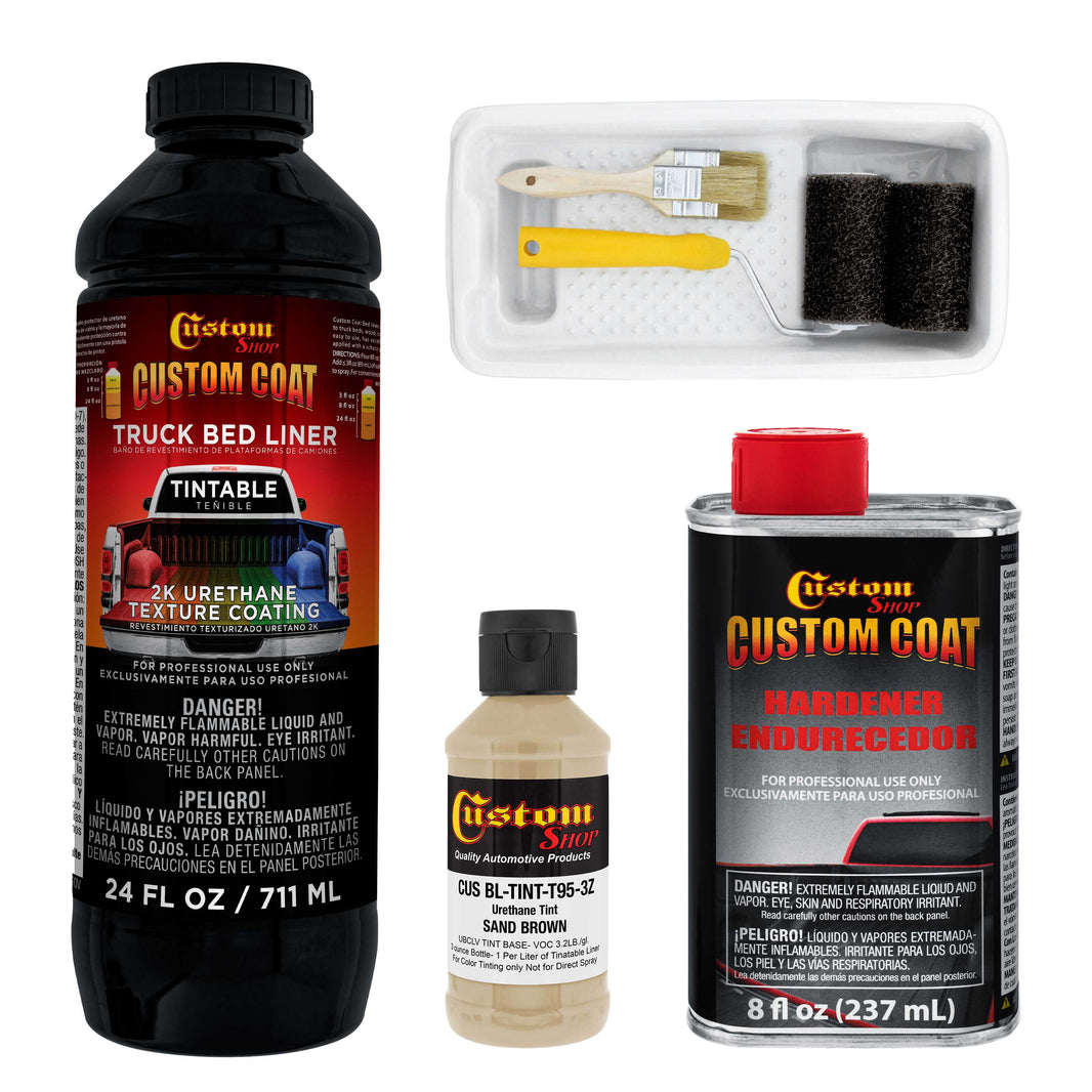Federal Standard Color #30277 Sand Brown T95 Urethane Roll-On, Brush-On or Spray-On Truck Bed Liner, 1 Quart Kit with Roller Applicator Kit