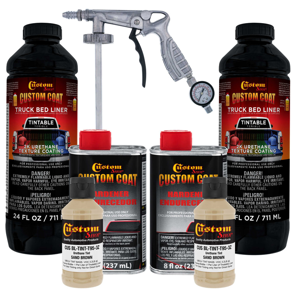 Federal Standard Color #30277 Sand Brown T95 Urethane Spray-On Truck Bed Liner, 2 Quart Kit with Spray Gun and Regulator - Textured Protective Coating