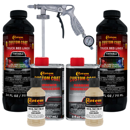 Federal Standard Color #30277 Sand Brown T95 Urethane Spray-On Truck Bed Liner, 2 Quart Kit with Spray Gun and Regulator - Textured Protective Coating