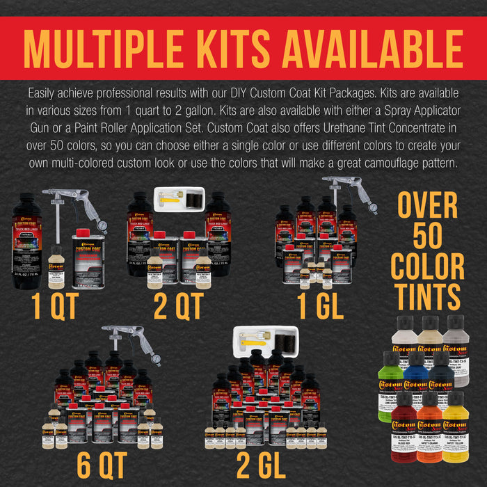 Federal Standard Color #30277 Sand Brown T95 Urethane Roll-On, Brush-On or Spray-On Truck Bed Liner, 2 Quart Kit with Roller Applicator Kit